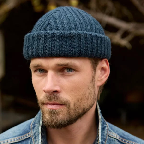 The Hat Shop Pachamama 100%  Merino Wool Fisherman Beanie in Spruce Blue