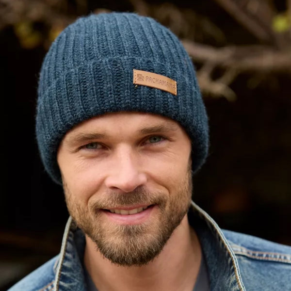 The Hat Shop Pachamama 100%  Merino Wool Fisherman Beanie in Spruce Blue