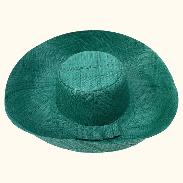 Ladies Raffia Mimosa Summer Hats Emerald Green