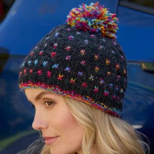 The Hat Shop Pachamama Mosaic Wool Beanie Bobble Hat