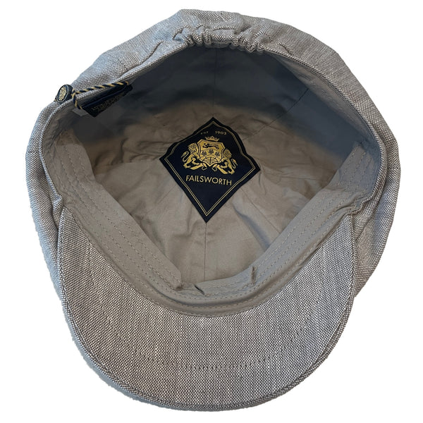 The Hat Shop Failsworth Irish Linen Murphy Bakerboy 'Light Grey' Underside