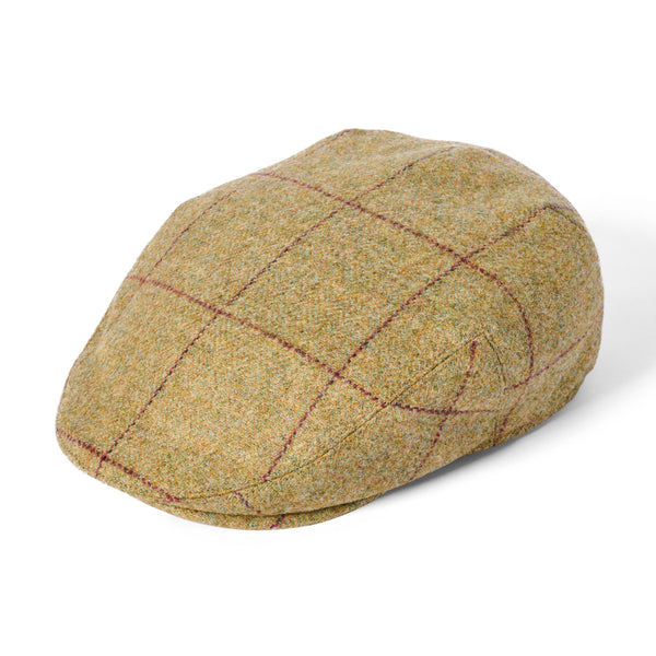 The Hat Shop, Failsworth 100% British wool flat cap in light windowpane check