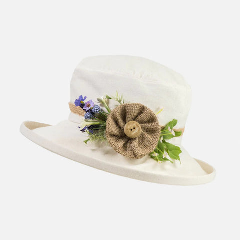 The Hat Shop Ladies Proppa Toppa Boned Hat with Hessian Button 'Lilac' 