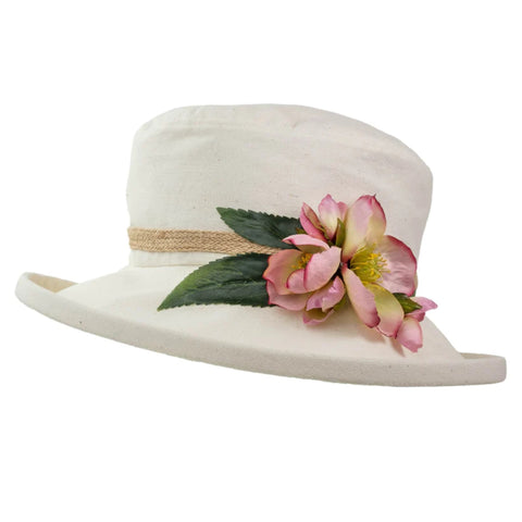 The Hat Shop Ladies Proppa Toppa Cotton Boned Hat with Flower 'Japan Mix'