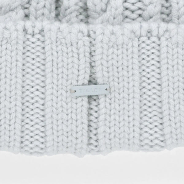 The Hat Shop Tilley Merino Wool Pom Pom Cable Beanie Ice Blue