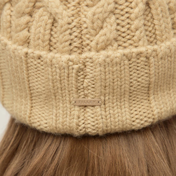 The Hat Shop Tilley Merino Wool  Pom Pom Beanie Light Camel