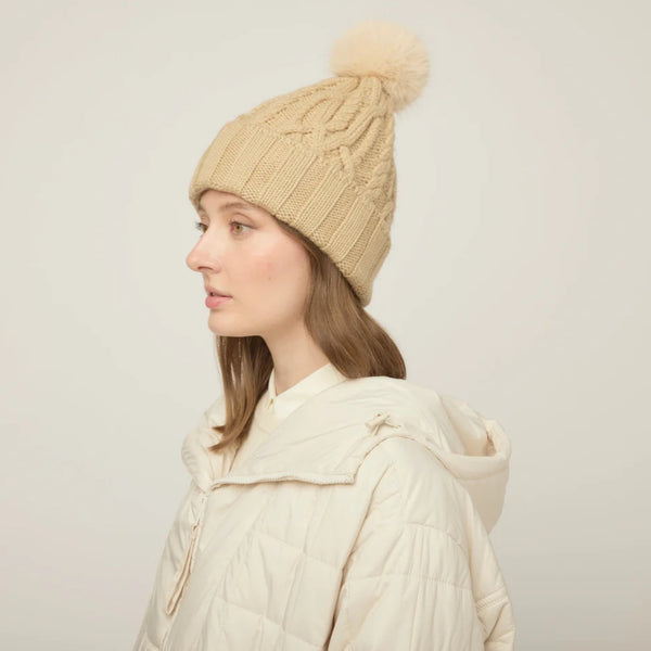 The Hat Shop Tilley Merino Wool  Pom Pom Beanie Light Camel
