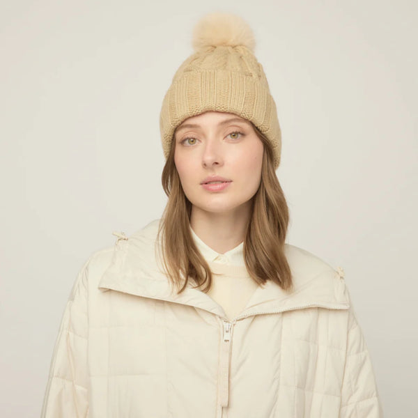 The Hat Shop Tilley Merino Wool  Pom Pom Beanie Light Camel