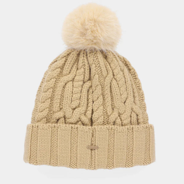 The Hat Shop Tilley Merino Wool  Pom Pom Beanie Light Camel
