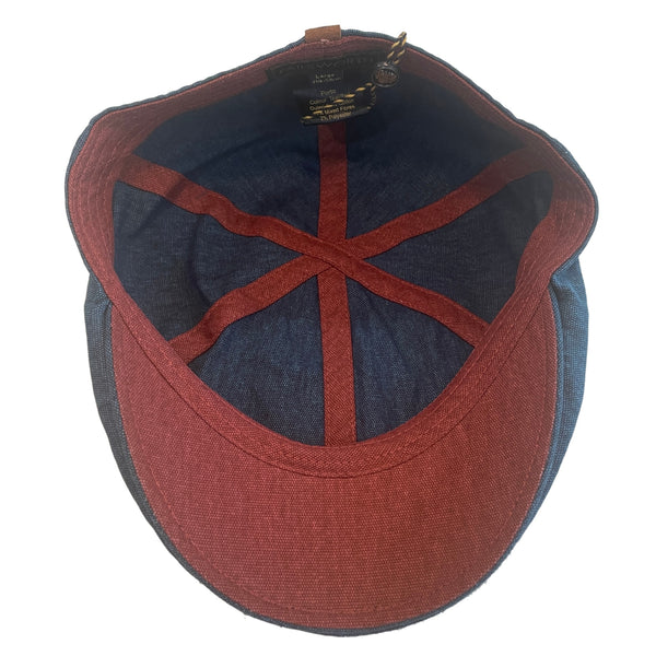 The Hat Shop Failsworth Cotton Porto Duckbill Cap 'Teal/Red' Underside