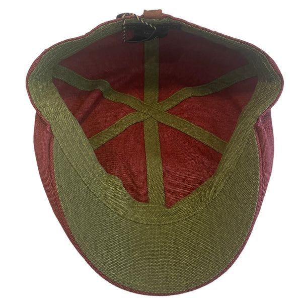 The Hat Shop Failsworth Cotton Porto Duckbill Cap 'Red/Green' Underside