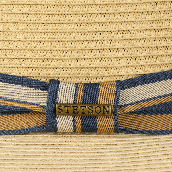 The Hat Shop Stetson Romaro Straw Traveller Sun Hat in Beige Logo