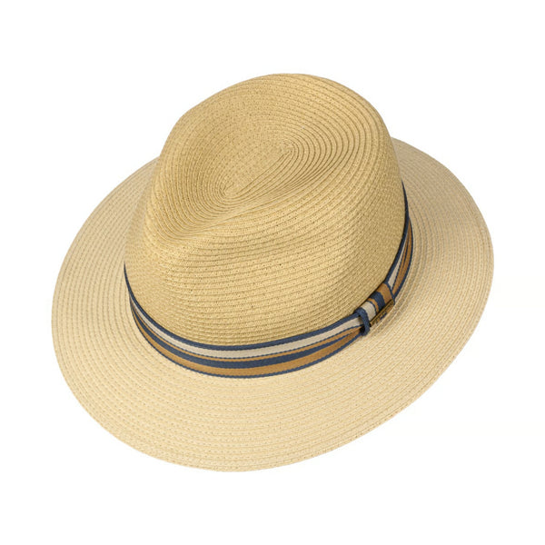 The Hat Shop Stetson Romaro Straw Traveller Sun Hat in Beige Top