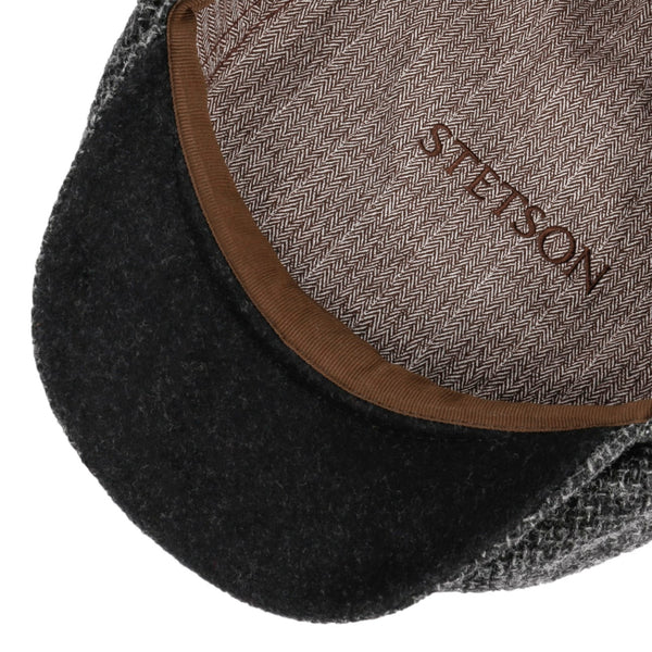 The Hat Shop Stetson Hatteras Shetland Wool Flat Cap 'Anthracite'