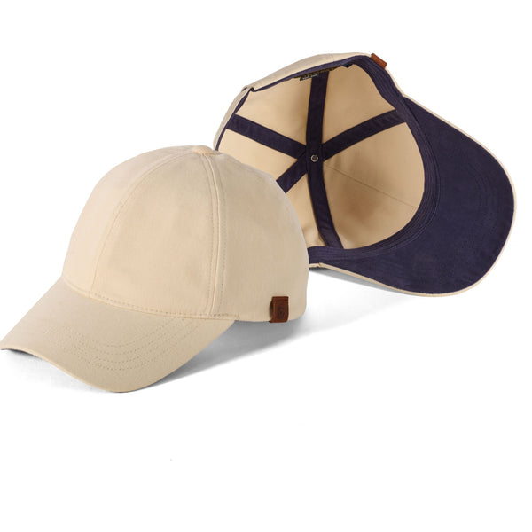 The Hat Shop Failsworth Cotton Canvas Baseball Cap In Stone/Navy