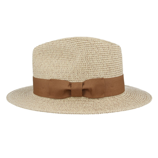 The Hat Shop Summer Paperstraw Fedora Hat in Stone