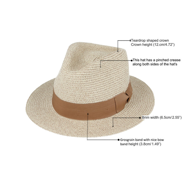 The Hat Shop Summer Paperstraw Fedora Hat in Stone