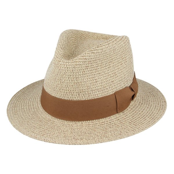 The Hat Shop Summer Paperstraw Fedora Hat in Stone