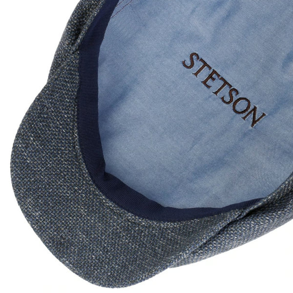 The Hat Shop Stetson Taleco Wool Flat Cap with Linen in Blue Grey