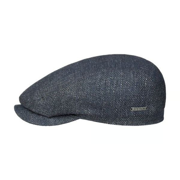 The Hat Shop Stetson Taleco Wool Flat Cap with Linen in Blue Grey