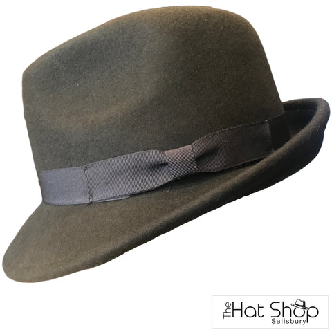 Hand Made 100% Premium Wool Trilby 'Olive'