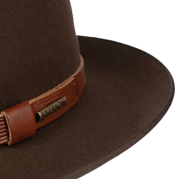 The Hat Shop Stetson Vanderson Fedora Fur Felt Hat Brown
