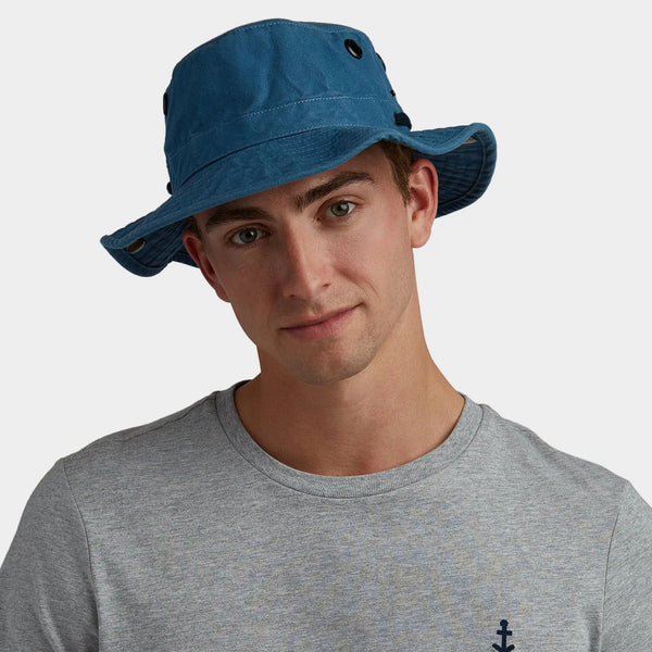 The Hat Shop Tilley T3 Wanderer Sun Hat 'Blue' UPF50+ Lifestyle