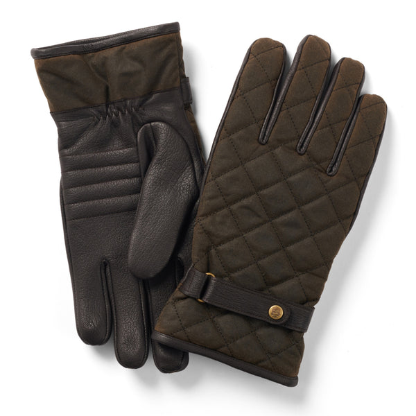 The Hat Shop Failsworth Mens Wax-Leather Touchscreen Gloves Olive