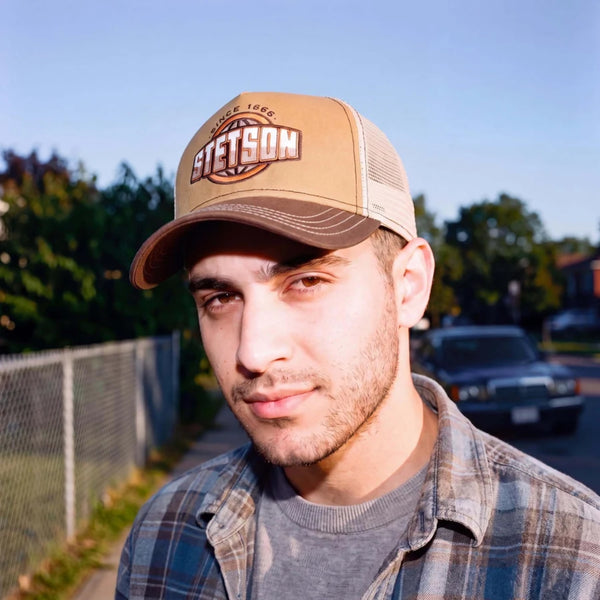 The Hat Shop Stetson Globe Trucker Cap in Brown