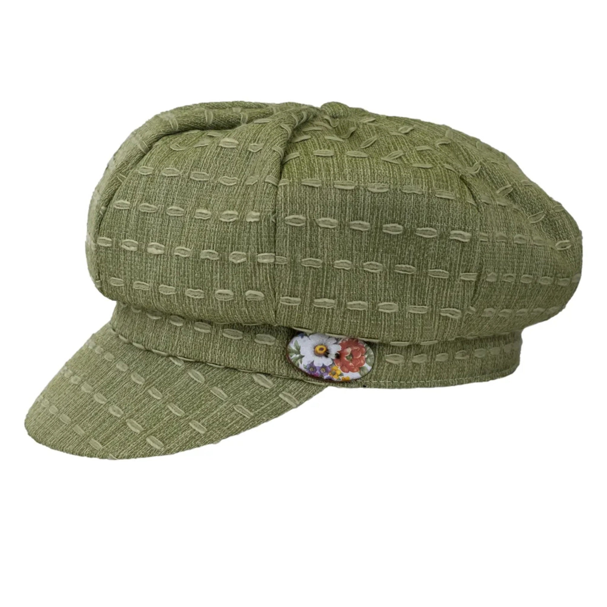 The Hat Shop Proppa Toppa Green Cotton Bakerboy hat