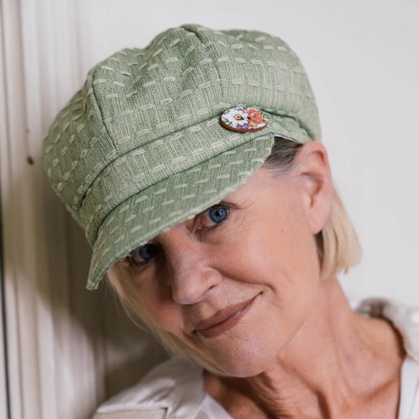 The Hat Shop Proppa Toppa Green Cotton Bakerboy hat