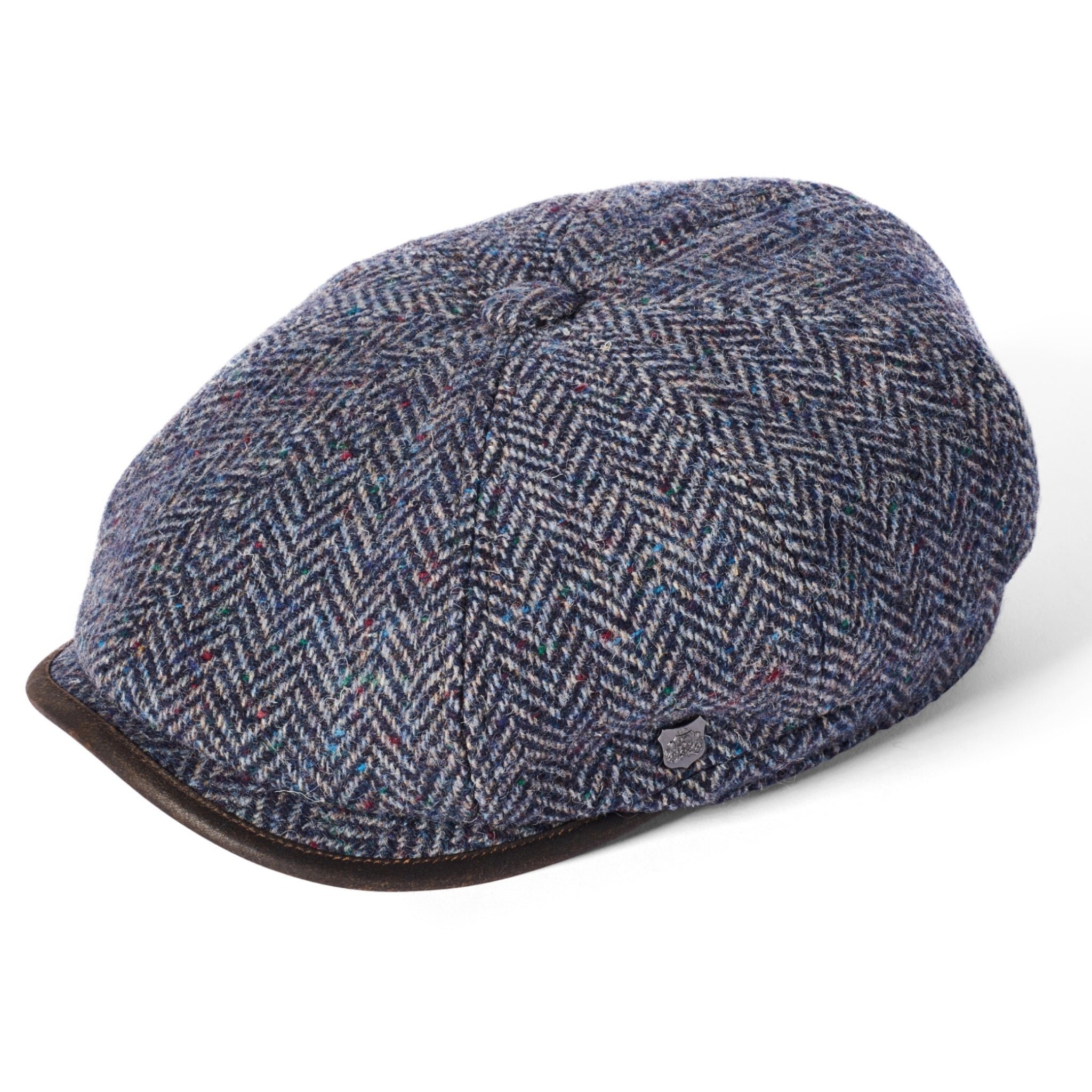The Hat Shop Failsworth British Wool Bakerboy Cap Shelby Blue Herringbone