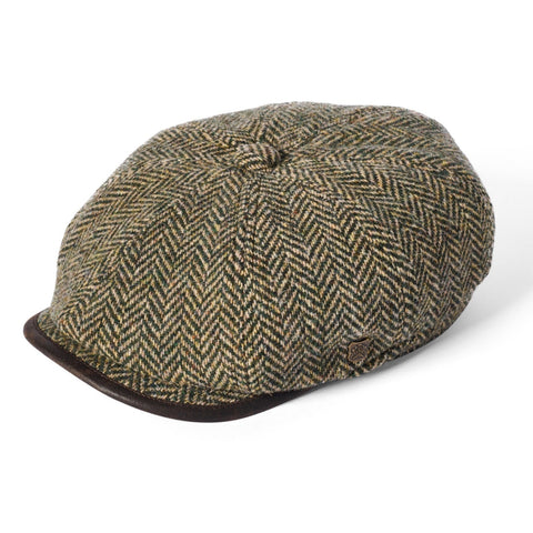 The Hat Shop Failsworth British Wool Bakerboy Cap Shelby Green Herringbone