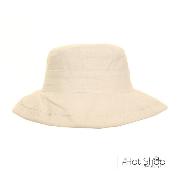 The Hat Shop Wide Brim Linen Hat Natural