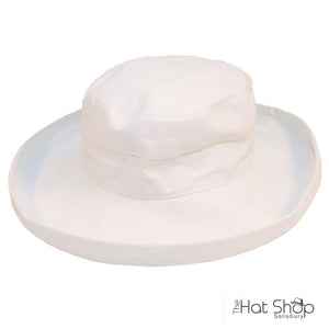 The Hat Shop Wide Brim Linen Hat White