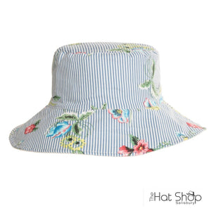 The Hat Shop Hawkins Floral Cotton Sun Hat Blue