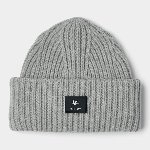 The Hat Shop Tilley 100% Merino Wool Alpine Beanie Hat Grey