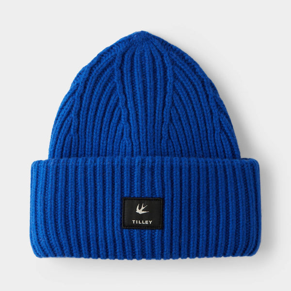 The Hat Shop Tilley 100% Merino Wool Alpine Beanie Hat Bright Blue