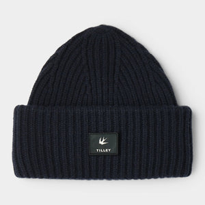 The Hat Shop Tilley 100% Merino Wool Alpine Beanie Hat Navy