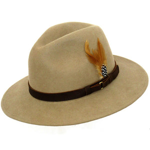 The Hat Shop Denton Wide Brim Fedora Beige