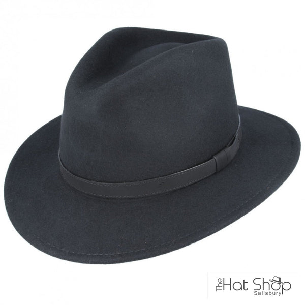 The Hat Shop Maz Black Wool Fedora