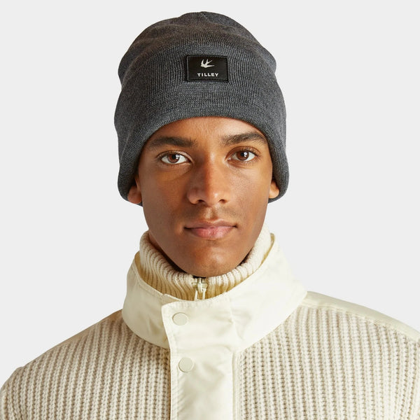 The Hat Shop Tilley 100% Merino Wool Boreal Beanie Hat Grey