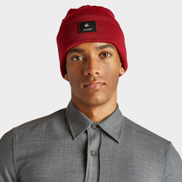 The Hat Shop Tilley 100% Merino Wool Boreal Beanie Hat Red