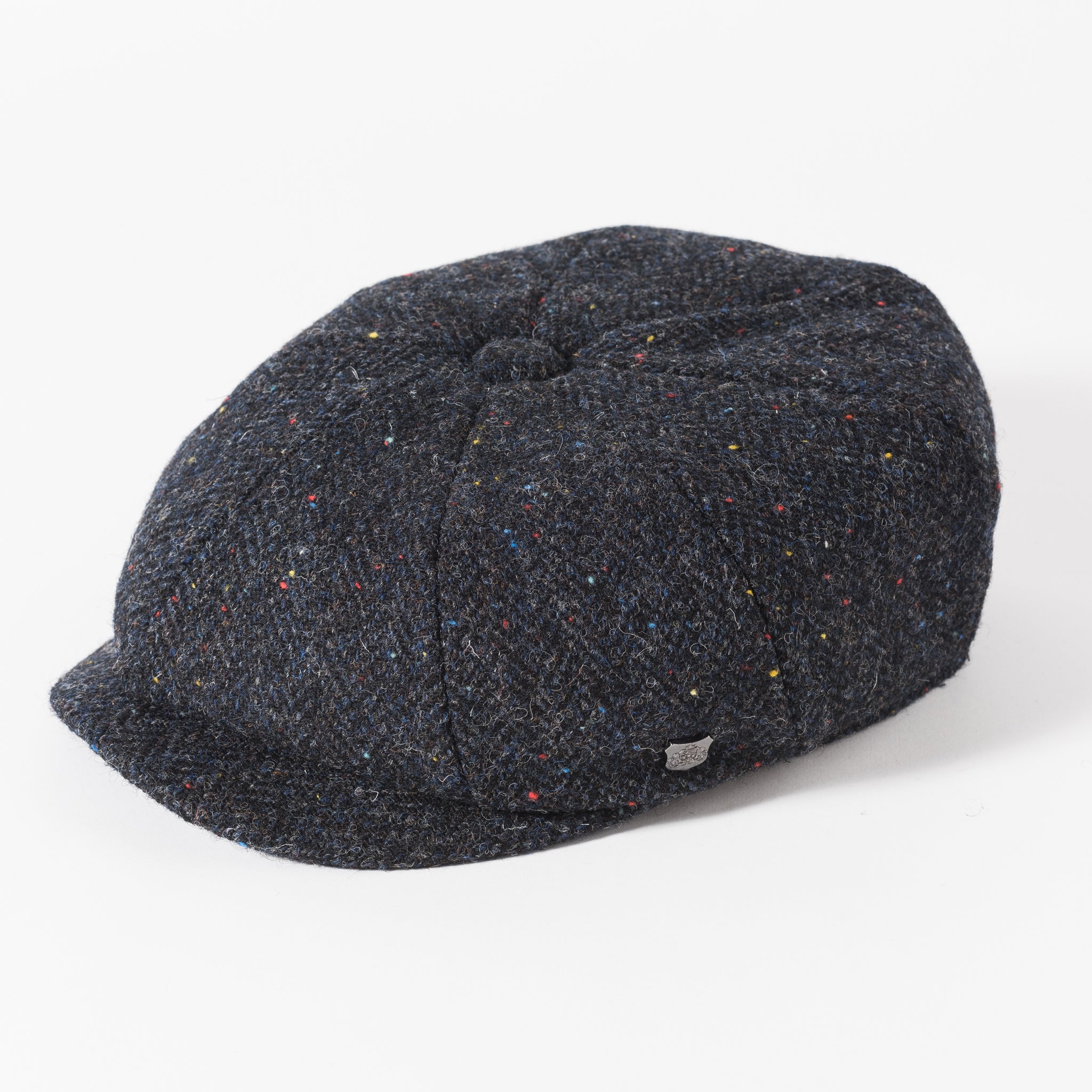 The Hat Shop Failsworth Harris Tweed Carloway Bakerboy Cap Black Fleck