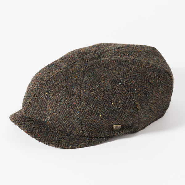 The Hat Shop  Failsworth Harris Tweed Carloway Bakerboy Cap Green Fleck 3003
