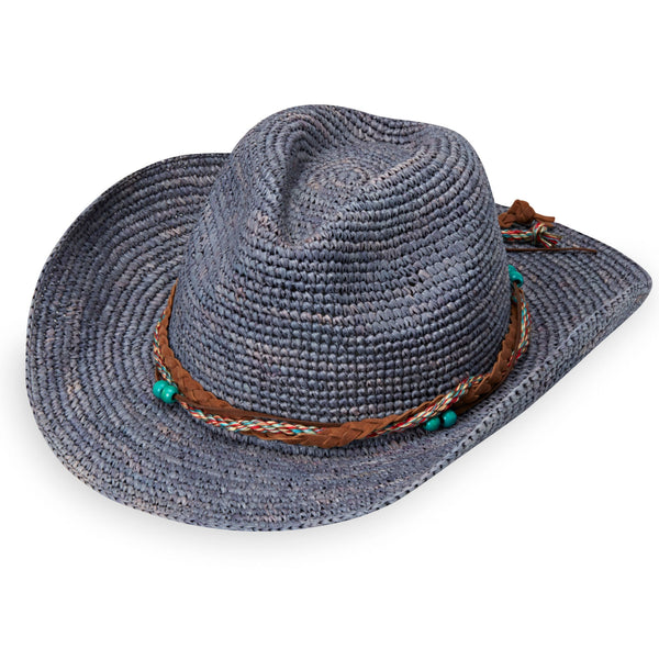 The Hat Shop Ladies Wallaroo 'Catalina' Cowboy Raffia Sun Hat Dusty Blue