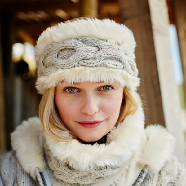 The Hat Shop Ladies Pachamama Chamonix Faux Fur Headband Oatmeal