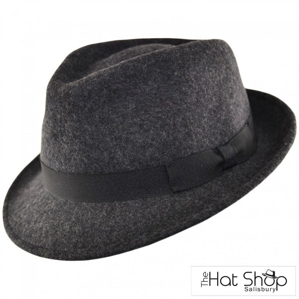 The Hat Shop Wool Felt Trilby Charcoal