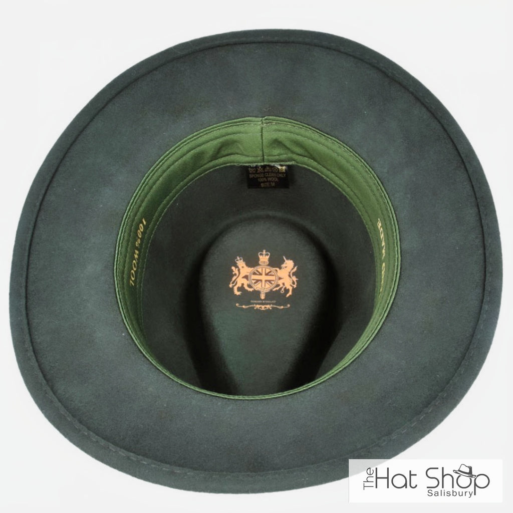 Maz 100% Wool Felt Fedora 'Dark Green’
