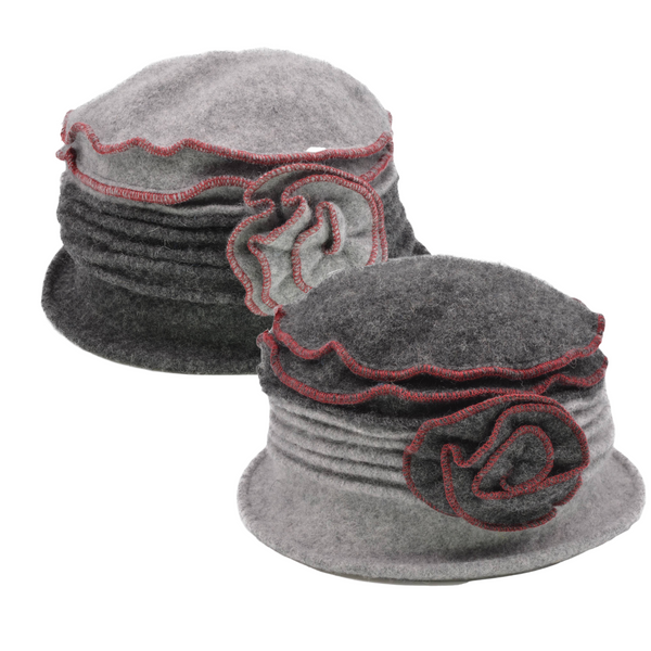 The Hat Shop Maz Ladies 1920's Floral 2 tone Wool Cloche Hat